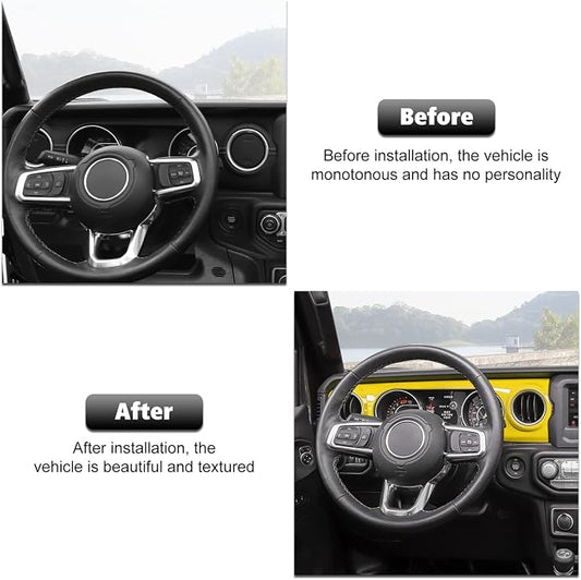 RT-TCZ Center Console Trim Cover Dashboard Control Panel Cover Decorative Interior Accessories for Jeep Wrangler JL JLU & Gladiator JT 2018-2022,Yellow