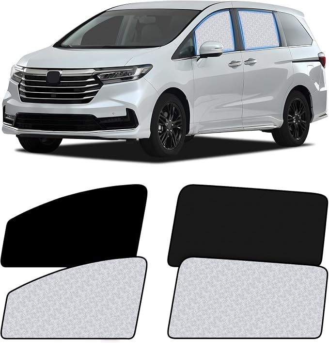 ZATOOTO Car Window Shades for Honda Odyssey 2020-2024, 4 Pcs Magnetic Car Window Covers, 100% UV Protection Foldable Privacy Curtains Side Window Sun Shade for Baby Breastfeeding Sleeping Camping