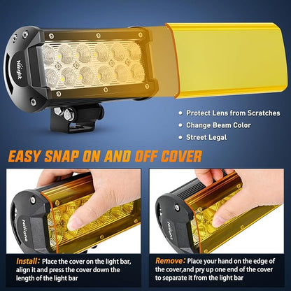 Nilight LED Light Bar with Amber/Black Covers 2 PCS 36 W 6.5 Inch Flood Off Road Lights Super Bright Driving Fog Boat Lighting Pods for Trucks Pickup Golf Cart SUV ATV UTV 4x4 Van Camper