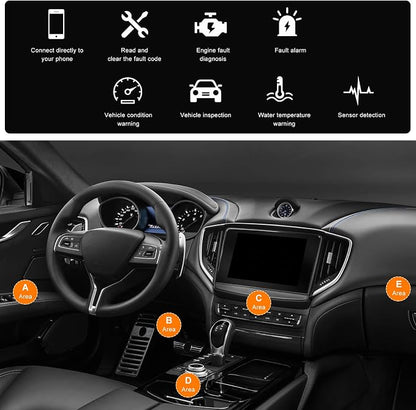 2PCS Bluetooth OBD2 Scanner for Car, Wireless OBDII Scan Tool Auto Engine Diagnostic Code Reader, Professional OBD2 Fault Diagnosis Tester Vehicle Interface Scanner for Phone and PC