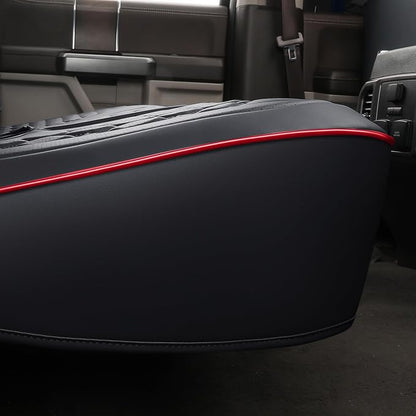 Huidasource Tacoma Back Row Seat Covers, Split Rear Bench Leather Seat Cover Fit for 3rd Gen Toyota Tacoma 2016-2023 Double & Crew Cab SR SR5 Limited TRD Sport/Pro/Off Road (Back Row/Black&Red)