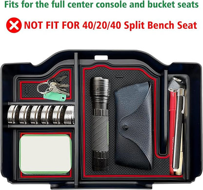 Center Console Organizer fit for Dodge RAM 1500 2500 3500 2025 2024 2023 2022 2021 2020 2019 Accessories Interior Storage Box Armrest Storage Tray (Red) NOT FIT for 40/20/40 Split Bench Seat