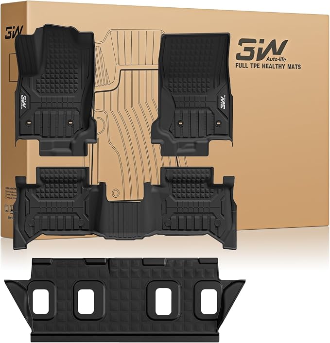 3W Floor Mats Fit for Toyota 4 Runner Gas 2025 2026 5 Seats(Not for Hybrid EV & i-Force Max), TPE All Weather Custom Fit Floor Liner & 2nd Row Under Seat Mat for SR5/TRD/Limited 6th gen 4Runner