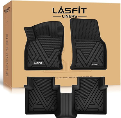 LASFIT Floor Mats for Volkswagen VW Tiguan 2018-2024(Fit 5 Seats), All-Weather Protection TPE 1st & 2nd Row Car Liners for VW Tiguan, Easy to Clean, Black
