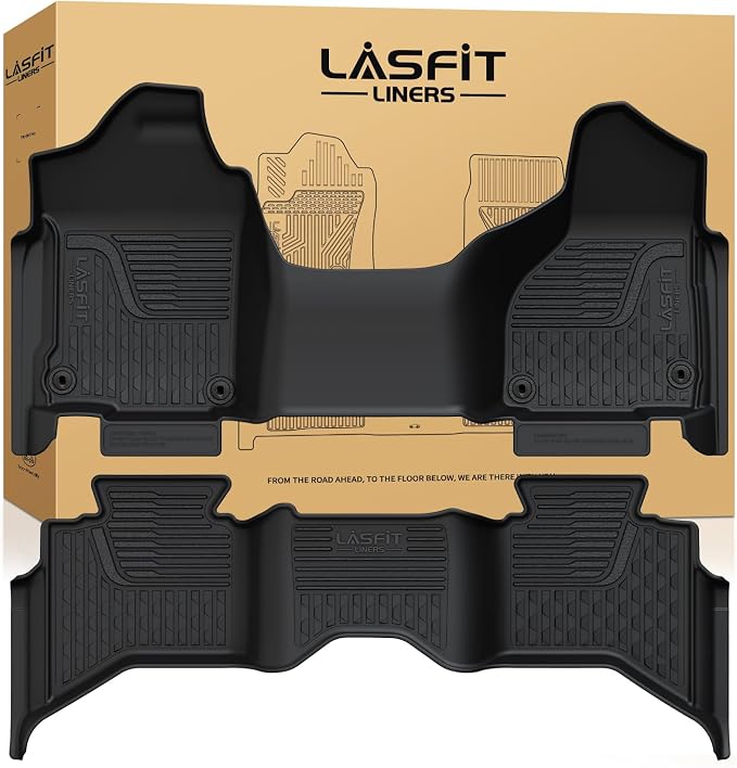 LASFIT Floor Mats for Ram 1500 2013-2018 & 1500 Classic 2019-2024 Quad Cab Bench Seat(Not for Bucket Seat/Crew Cab/New Body), All Weather TPE Custom Fit Car Mats Floor Liners 1st & 2nd Row, Black