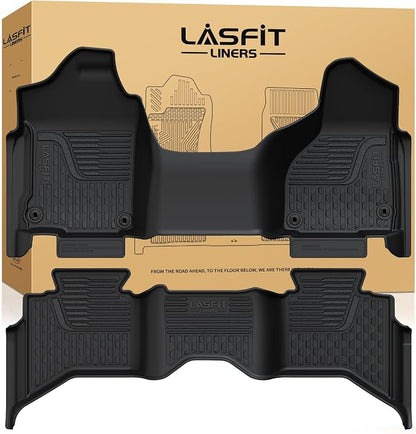 LASFIT Floor Mats for Ram 1500 2013-2018 & 1500 Classic 2019-2024 Quad Cab Bench Seat(Not for Bucket Seat/Crew Cab/New Body), All Weather TPE Custom Fit Car Mats Floor Liners 1st & 2nd Row, Black