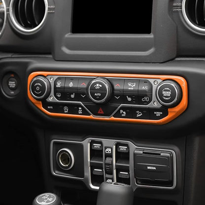 RT-TCZ Air Conditioning Dashboard Center Console Control Trim Panel Cover Interior Accessories Decoration Trim Kit for Jeep Wrangler JL JLU & Gladiator JT 2018-2022,Orange