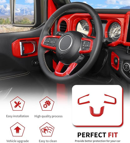 JWWY Interior Trim Kit Dress-Up Kit Decor Set Center Console Gear Shift Dashboard Panel,Door Window Switch Knob Speaker Cover Trim for 2024–2026 Jeep Wrangler JL JLU & Gladiator JT Red 28pcs