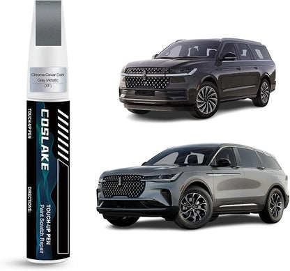 Car Touch Up Paint(Chroma Caviar Dark Gray Metallic(XF)) for LINCOLN, Car Paint Scratch Repair Kit, Quick & Easy Solution to Repair, 2 in 1 Scratch Remover Pen with 2PCS Disposable Micro Applicators