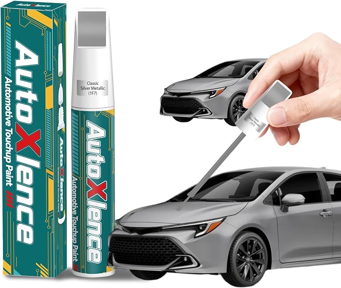 1F7 Classic Silver Metallic Touch Up Paint Compatible with Toyota Car Paint Pen Scratch Repair Automotive Scratch Remover Fix Exact Color Match