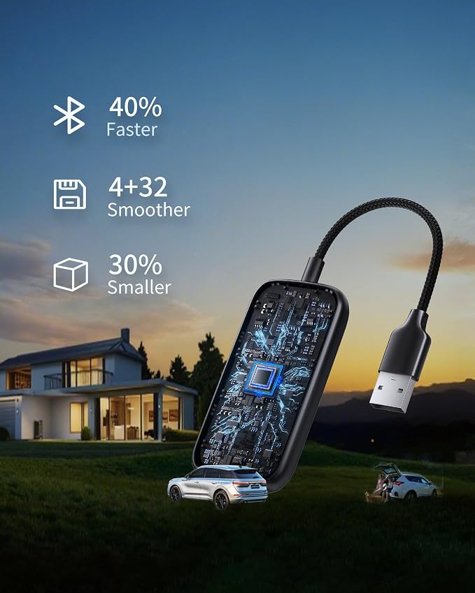 3 in 1 Magic Carplay Box & Wireless CarPlay & Android Auto Adapter GetPairr Go 2.0 Built in Compatible with YouTube, Netflix, Spotify, IPTV,Auto Connect, No Delay,4+32GB,Offline Video from USB Drive