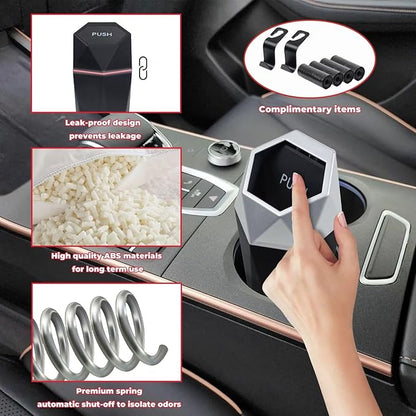 BFXM Car Trash Can, 2 Pack Car Trash Bin with Lid, Car Accessories for Women Interior, Car Garbage Can with Additional 2 ABS Hooks and 60pcs Trash Bags, Suitable for Home, Office, Car Organizer, Black