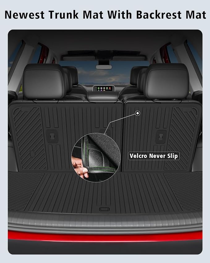 Floor Mats Custom for Kia Telluride 2027 Gas Only (Not for Hybrid) 7&8 Seater Trunk Mat with Backrest Mat All Weather TPE Full Set Liners Cargo Protector for Telluride 2027 Fuel Accessories, Black
