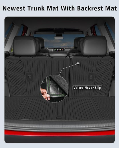 Floor Mats Custom for Kia Telluride 2027 Gas Only (Not for Hybrid) 7&8 Seater Trunk Mat with Backrest Mat All Weather TPE Full Set Liners Cargo Protector for Telluride 2027 Fuel Accessories, Black