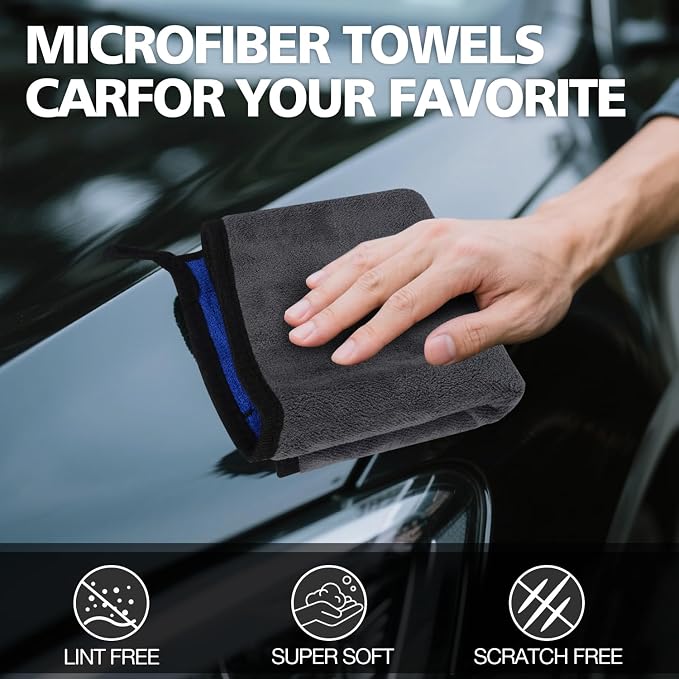2 Pack Microfiber Cleaning Cloth, 23"x 11" Extra Large Microfiber Towels, Ultra Absorbent Car Washing Towels, Reusable Lint Free Streak Free Cleaning Rags for Car, Kitchen, and Window
