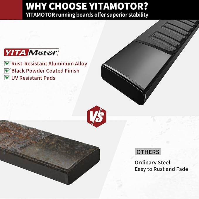 YITAMOTOR 6 inches Running Boards Compatible with 2009-2018 Dodge Ram 1500, 2019-2024 Ram 1500 Classic Quad Cab, Side Step Nerf Bars Side Bars