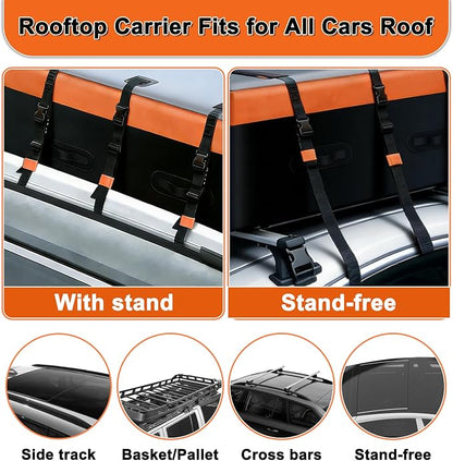 Mupera 21 Cubic Ft Waterproof Rooftop Cargo Carrier Bag for Cars SUVs | Fits With/Without Roof Rack, Anti-Slip Mat & 6 Door Hooks, Lock Included, Soft Shell Top Carrier