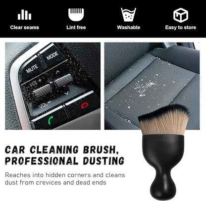 Ziciner Car Detailing Brush, Curved Soft Bristles Auto Removal Dust Collectors, Universal Vehicle Dashboard, Air Conditioner Vents etc Interior Cleaning Tool Accessory (Brown/Black)