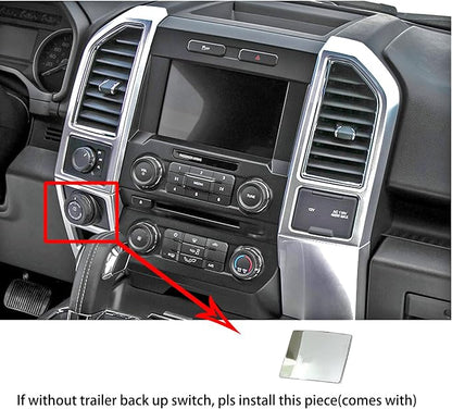 Keptrim for F150 Chrome Central Console Air Conditioner Panel Trim for 2015 2016 2017 2018 2019 2020 Ford F150, 5pcs