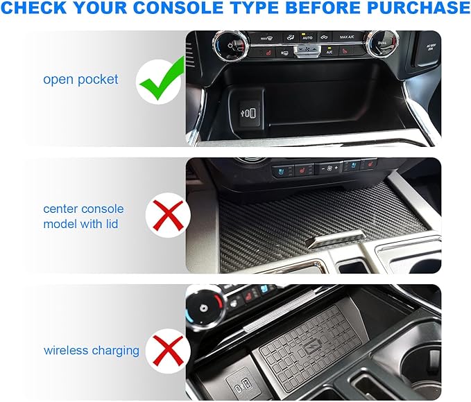 Center Console Organizer for F150 2021-2026 / Lightning XLT 2022-2024 with Rubber Liners and USB Hole Keep Clean and Organized Deep Center Console tray Perfect for F150 Right in Front Shifter|Upgrade|