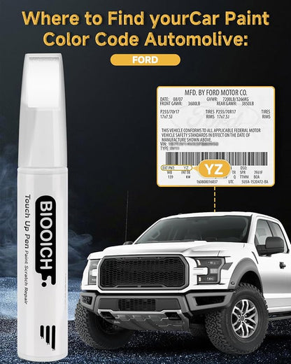 Touch Up Paint Pen Exact Color Match Car Chip and Scratch Repair (for Ford, Oxford White(YZ/Z1/M6887))