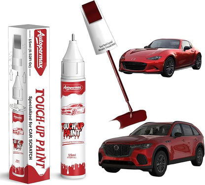 46V Soul Red Crystal Metallic Tricoat Car Touch Up Paint for Mazda, Color Accurate Two-In-One Car Paint Scratch Repair Pen, Professional Scratch Remover for Vehicles Chips and Nicks Scuff