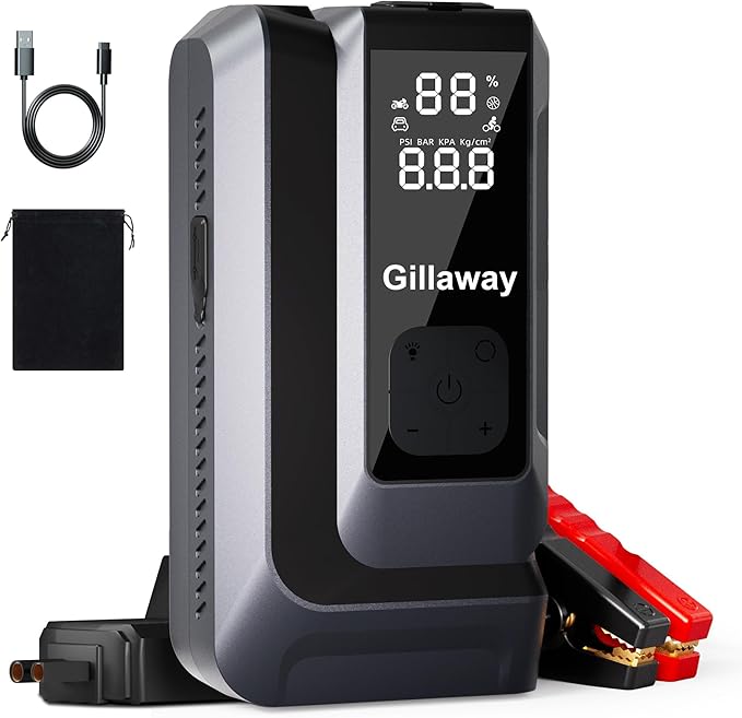 7-in-1 Jump Starter 8000A Car Jumper Starter Portable with 150PSI Portable Air Compressor, 12V Car Battery Charger, Tire Inflator, Flashlight, Power Bank