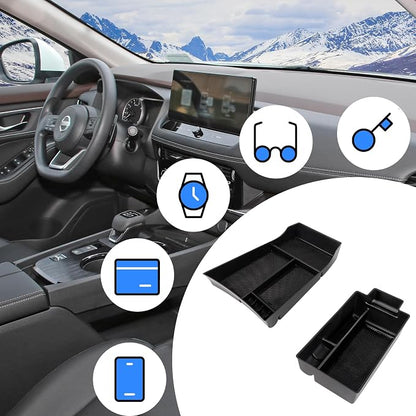 Center Console Organizer Compatible with Nissan Rogue 2021-2025 2026 Armrest Storage Box Insert Tray Interior Secondary Accessories(2PCS Center Console Tray)