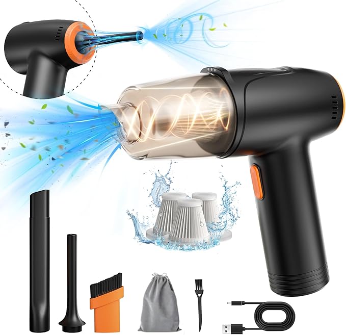 Handheld Car Vacuum Cleaner Cordless, 9000Pa Vacuum and Air Duster, Mini Car Vacuum Portable Cordless with 6000mAh Battery, 3 Filters, Storage Bag - Ideal for Home, Office
