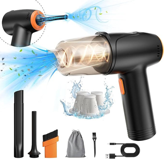 Handheld Car Vacuum Cleaner Cordless, 9000Pa Vacuum and Air Duster, Mini Car Vacuum Portable Cordless with 6000mAh Battery, 3 Filters, Storage Bag - Ideal for Home, Office