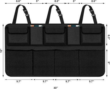 Snuopfy Car Trunk Organizer, Backseat Hanging Organizer with 9 Large Storage Bag Super Capacity -Trunk Organizer for SUV,Truck,Van -Your Space Saving Expert (9 Pocket)