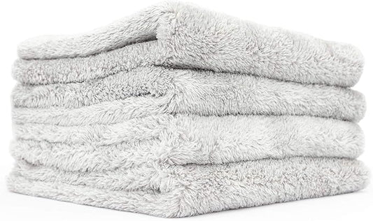 The Rag Company - Eagle Edgeless 500 (4-Pack) Professional Korean 70/30 Blend Super Plush Microfiber Detailing Towels, 500GSM, 16in x 16in, Ice Grey