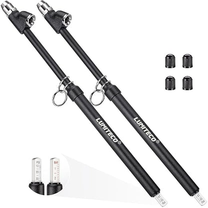 LUMITECO 2-Pack Dual Head Tire Pressure Gauge, Heavy Duty Truck Tire Air Gauge Range 10-150PSI 1-10Bar, Straight-On Pencil Air Pressure Gauge Extended Tube for Semi Truck, Car Tire Pressure Checker