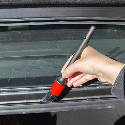 Car Detailing Brush Set of 5 - Soft Boar Hair, Car Cleaning Brush, Wheel Cleaner Brush, Car Dust Brush, Car Interior Leather Seat and Vent Brush, Parts Cleaner Brush
