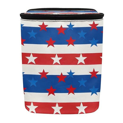 Talayituse American Flag Star Print Car Trash Can with Lid, 4th of July Leak Proof Auto Trash Bag Hanging Vehicle Garbage Can Multipurpose Storage Container for Back Seat Road Trip