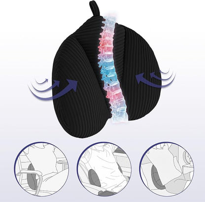 Lumbar Support Pillow for Couch, Back Support Pillow for Office Chair, Heart-Shape Back Cushion with Shredded Foam for Back Pain Relief & Reading, Lumbar Cushions for Recliner, Car, Black