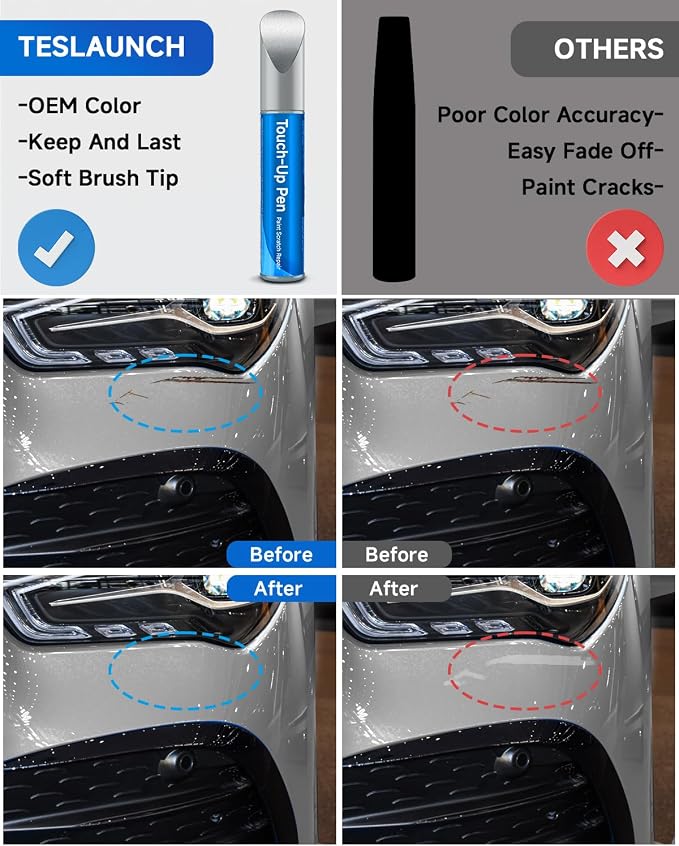 744/9744 Brilliant Silver Metallic Touch Up Paint Compatible With Mercedes-Benz Exact Match Car Paint Pen Scratch Repair