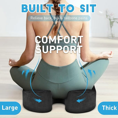 BlissTrends Extra Thick Seat Cushion for Office Chair & Car Seat,Grey | Tailbone & Sciatica Relief, Ergonomic Support, High-Density Memory Foam, Comfort for Extended Sitting