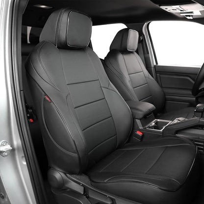 EKR Tacoma Car Seat Covers Custom Fit for Toyota Tacoma (Petrol) 2024 2025 2026 DoubleCab/CrewCab SR/SR5/TRD Sport/TRD Off-Road/Limited -Truck Seat Covers Full Set,Faux Leather(Black)