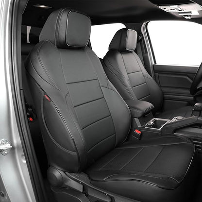 EKR Tacoma Seat Covers Custom Fit for Toyota Tacoma (Only for Hybrid) 2024 2025 2026 Double cab TRD Sport/TRD Off-Road/Limited/Trailhunter -Truck Seat Covers Full Set,Faux Leather(Black)