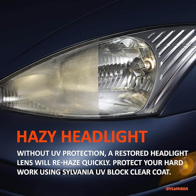 SYLVANIA UV Block Clear Coat Kit - Premium UV Headlight Protection for Vehicles - Includes Surface Activator, Protective Clear Coat & Applicator Towels - Long-Lasting - Restores to Like-New Condition