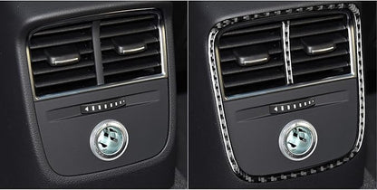 Real Premium Carbon Fiber Sticker Compatible with Audi A3 S3 RS3 8V 2013 2014 2015 2016 2017 2018 2019 Car Rear Center Console air Conditioning Vents Decor Frame Auto Interior Accessories Black