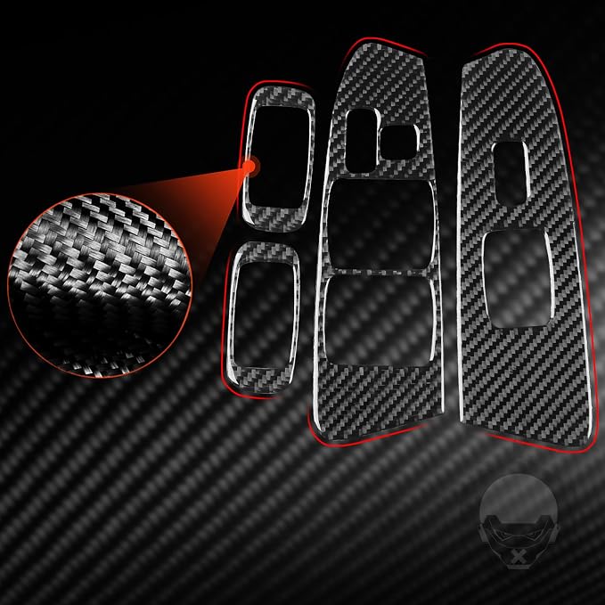 NVCNX Real Premium Carbon Fiber for Toyota 2nd Gen Tacoma Accessories 2005-2011 2006 2007 2008 2009 2010 Car Door Window Switch Cover Interior Trim Thick Overlay Sticker Decal 4PCs - for 4-Door