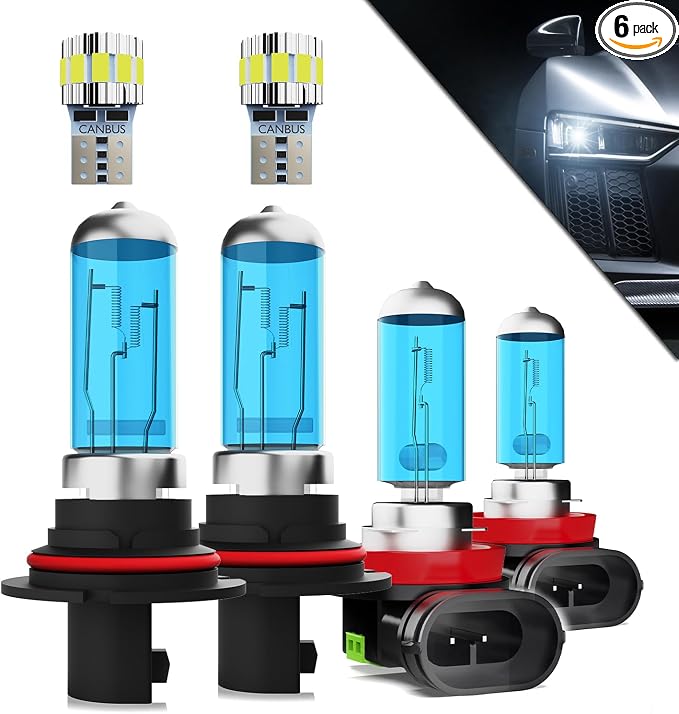 Headlights+ License Plate Lights Fit For Nissan Frontier 2005-2019 Light Bulbs,9007/HB5 High/Low Beams+ h11 Fog Lights+ License Plate Lights Combo,Plug And Play,Pack of 6