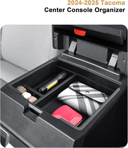 ECOZEN 2 Pcs Center Console Organizer Set For 2024-2025 2026 Toyota Tacoma - Armrest Hidden Storage Box & Center Console Armrest Box Organizer Tray For 2024-2025 2026 Tacoma Interior Accessories