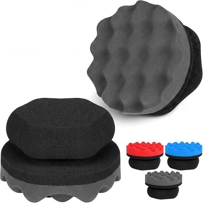 4 Pack Large Tire Shine Applicator Pad - Hex Grip Tire Applicator Sponge, Reusable Foam Sponge Tool for Car Detailing, Ideal for Applying Tire Shine & Tire Cleaner After Car Wash, Car Cleaning