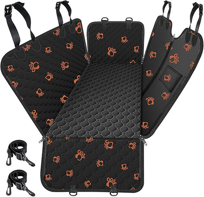 Mancro Dog Car Seat Cover for Back Seat, 2026 Upgraded 600D Heavy Duty Waterproof & Scratch-Resistant Dog Hammock for Car, Back Seat Pet Cover for Dogs with Sedan, and SUVs, Standard, Paw Prints