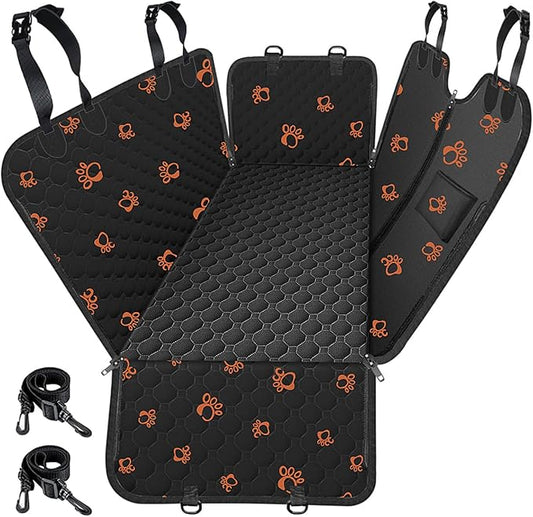 Mancro Dog Car Seat Cover for Back Seat, 2026 Upgraded 600D Heavy Duty Waterproof & Scratch-Resistant Dog Hammock for Car, Back Seat Pet Cover for Dogs with Sedan, and SUVs, Standard, Paw Prints