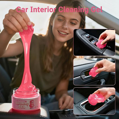 ColorCoral 2 Pack Car Cleaning Gel Reusable Auto Slime Cleaner,Rose Scent Dust Cleaning Gel Keyboard Slime for Car Interior Air Vent Cleaner, Auto Detailing kit Tools Accessories,Gifts for Men Women