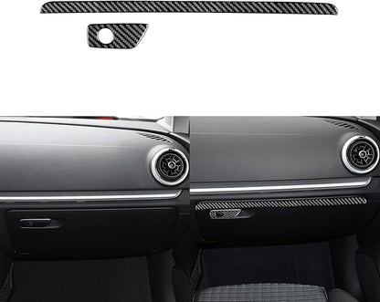 Real Premium Carbon Fiber Sticker Compatible with Audi A3 S3 RS3 8V 2013 2014 2015 2016 2017 2018 2019 Car Glove Box Storage Box Decor Kit Auto Interior Accessories Decal Style A 2PCS Black